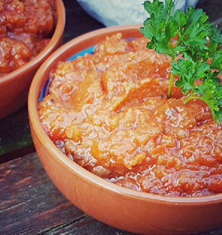 Aubergine dip met rode paprika - vegan recept - vegan gourmetten