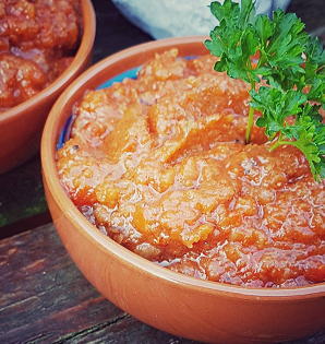 Aubergine dip met rode paprika - vegan recept - vegan gourmetten