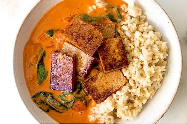 Tofu met spinazie-créme