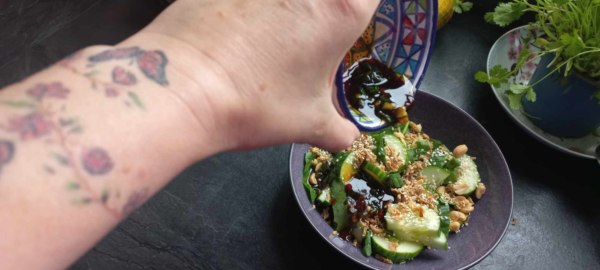 Aziatische komkommersalade